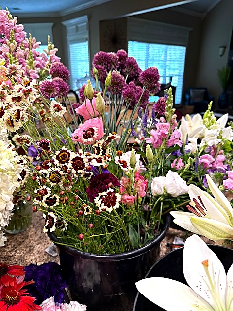 Workspace with flowers